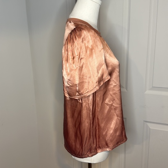 Nation LTD Rose Gold Satin Puff Sleeve Top – Size XS (NWOT) - Picture 7 of 9